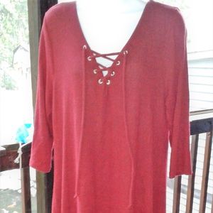 LACE UP BURGUNDY DRESS